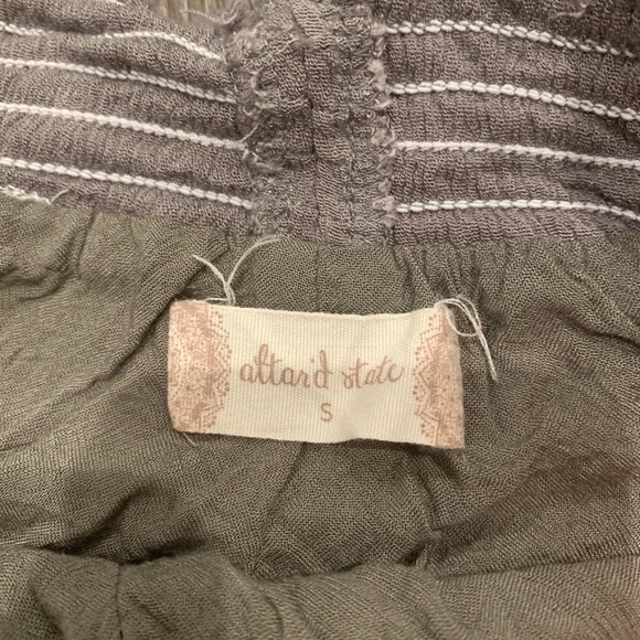 Altar’d State Gray / Olive Embroidered Flowy Short - Picture 3 of 4